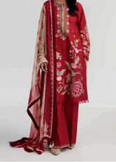 Grace Z-(S1253) - Stitched Embroidered 3pc Lawn Dress With Printed Munar Dupatta.
